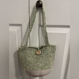 Green Hand woven shoulder bag